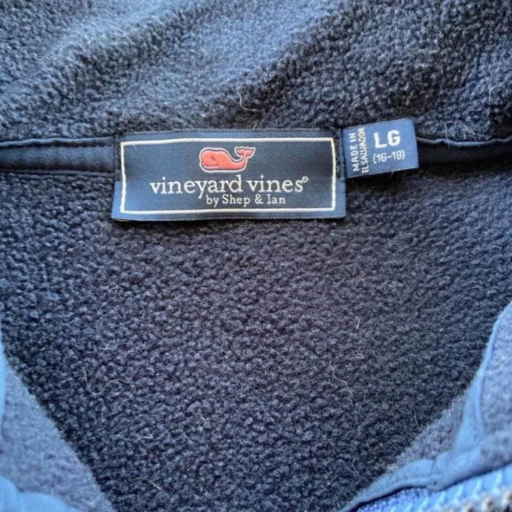 Vineyard Vines Boys Fleece Zip-Up Vest Blue Zipped Pockets Cozy Size Large Nice!